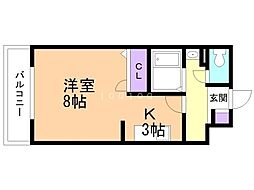グランデールパレス 1Kの間取図画像