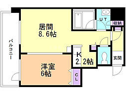 ヴァンベール 1LDKの間取図画像