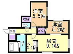 シティレジデンス北27条 2LDKの間取図画像
