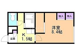 レオパレスSK9 1Kの間取図画像