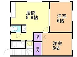 マルマン荘 2DKの間取図画像
