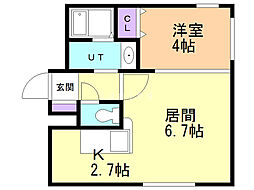 グランパーク札幌北 1LDKの間取図画像
