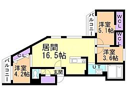 仮)ラ・シュエット札幌駅 3LDKの間取図画像