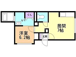 キングパレス5A棟 1DKの間取図画像