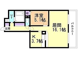 ピアッツァ2 1LDKの間取図画像