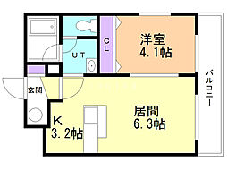 MAHALOOHASHIHOKUDAI 1LDKの間取図画像