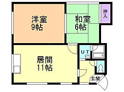 パークハイツ花川 2LDKの間取図画像