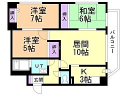 ピュアコート北33条 3LDKの間取図画像