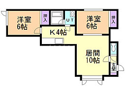 ネディノットザファースト 2LDKの間取図画像