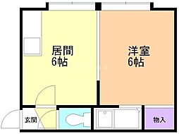 センターコート花川 1DKの間取図画像