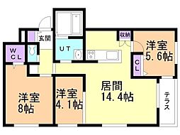RESIDENCESHINMEI麻生 3LDKの間取図画像