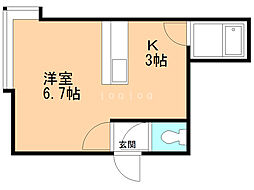 リバーサイド・27 1Kの間取図画像