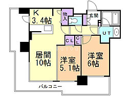 ブランズタワー札幌 2LDKの間取図画像