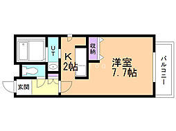 ラウルあいの里 1Kの間取図画像