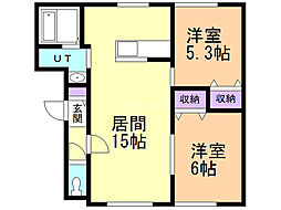 シュエット 2LDKの間取図画像