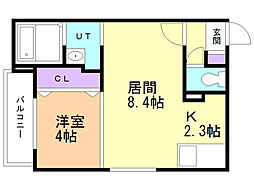 MONTEMAREASABU 1LDKの間取図画像