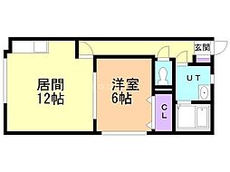 ルレオ花川東 1LDKの間取図画像