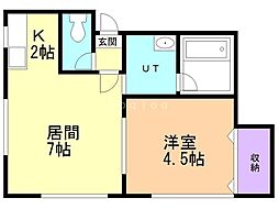井上マンションNo.3 1LDKの間取図画像