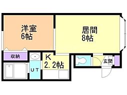 グレイテストライフA 1LDKの間取図画像