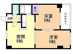 サンリバー広和 2LDKの間取図画像
