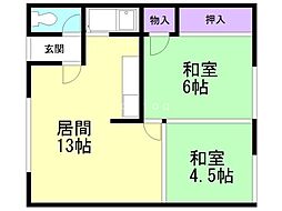 藤田荘 2LDKの間取図画像