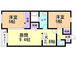 エルム・アビタ 2LDKの間取図画像