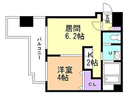 ヴィレッジ北大通壱番館 1LDKの間取図画像