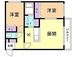 ハピネスN23 2LDKの間取図画像
