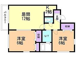 イースヴィレッヂ 2LDKの間取図画像