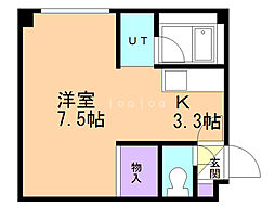 パラシオンN29 1Kの間取図画像