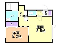 グランメール麻生南公園 1LDKの間取図画像