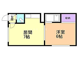 パレスエスカール 1DKの間取図画像