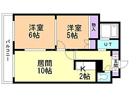 ノーステリアコノエビル 2LDKの間取図画像