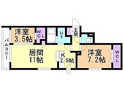 札幌市北区北二十八条西4丁目マンション 2LDKの間取図画像
