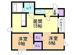 暁 2LDKの間取図画像