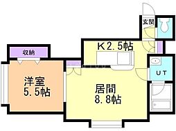 プロスパー麻生 1LDKの間取図画像