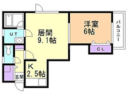 クリエート麻生 1LDKの間取図画像