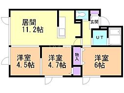 グレースコート・シオン 3LDKの間取図画像