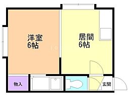 センターコート花川 1DKの間取図画像