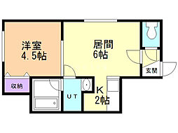 プラビス 1LDKの間取図画像