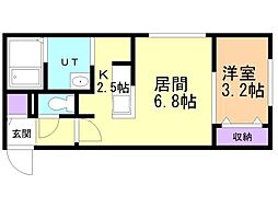 札幌市北区北三十五条西4丁目マンション 1LDKの間取図画像