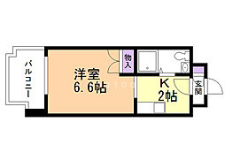 あおばビルN25 1Kの間取図画像