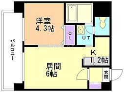 フランセジュール北20条 1DKの間取図画像