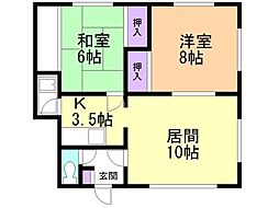 松恵ハイツ 2LDKの間取図画像