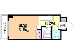 メゾンクレスト北大前2 1Kの間取図画像