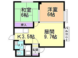 ウィンディア花畔A 2LDKの間取図画像