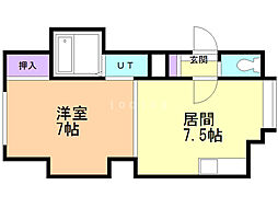 エージ麻生 1DKの間取図画像