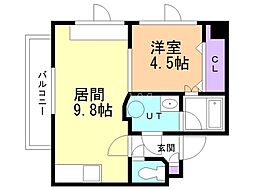 グリュックス・クレー麻生 1LDKの間取図画像