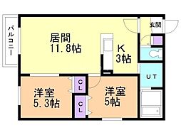 Ts COURT SHINKAWA 2LDKの間取図画像