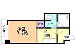 エスカイア麻生第2 1DKの間取図画像